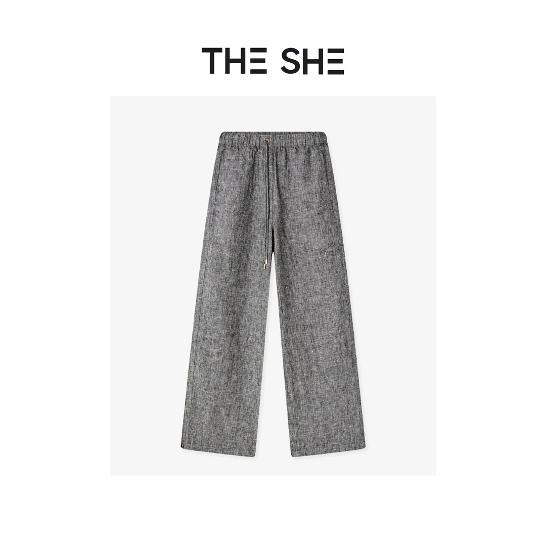 【C·C】『100亚麻直筒裤』肌理感亚麻抽绳直筒裤