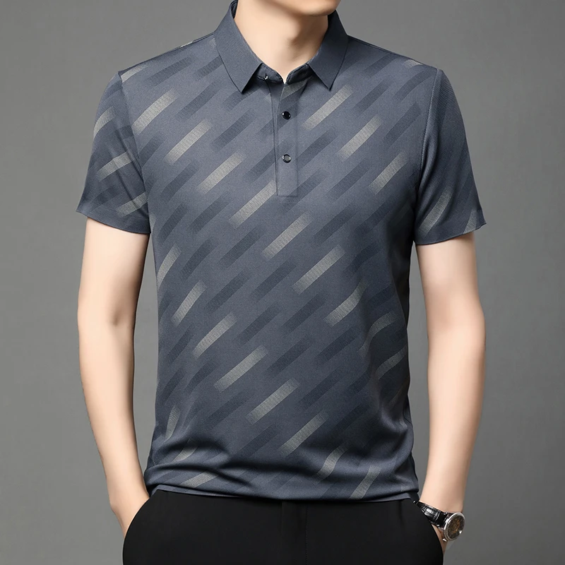 夏季男士短袖翻领休闲薄款透气商务潮流百搭T恤男士凉感POLO衫