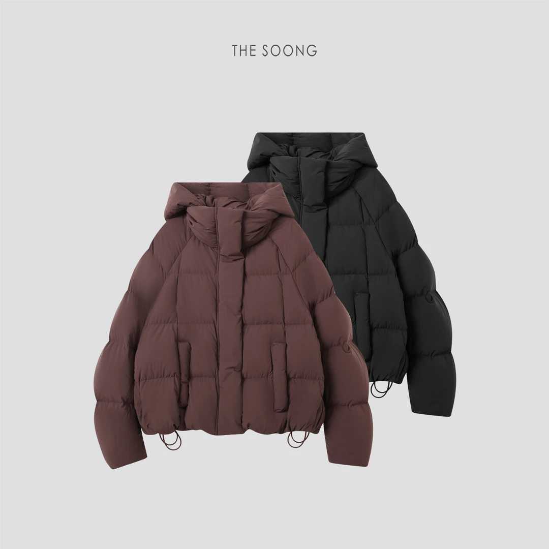 THESOONG|进口超高密纱高克重90白鹅绒保暖连帽羽绒服HWYRF8075