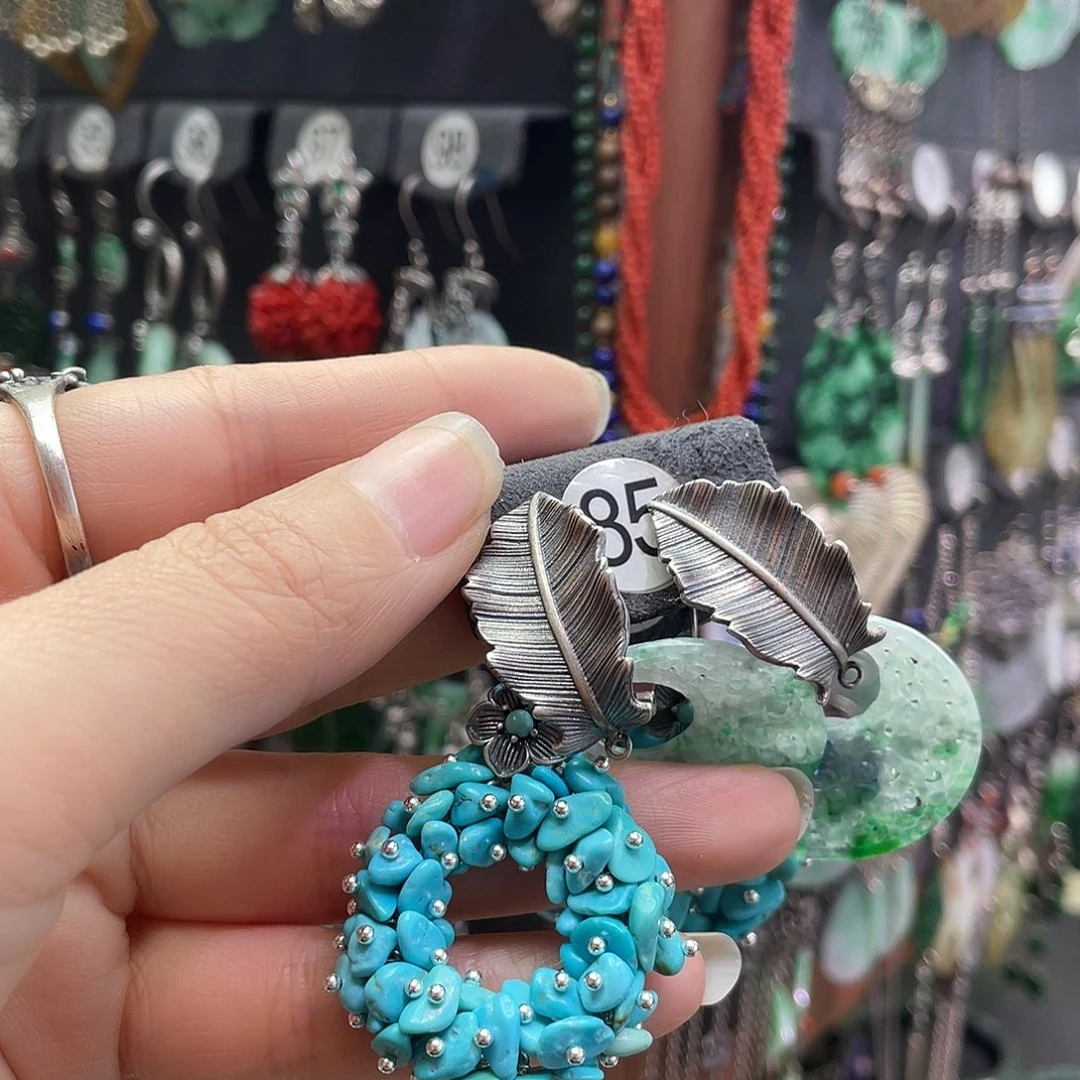 像***9翡翠银S925镶嵌耳饰721jnhh