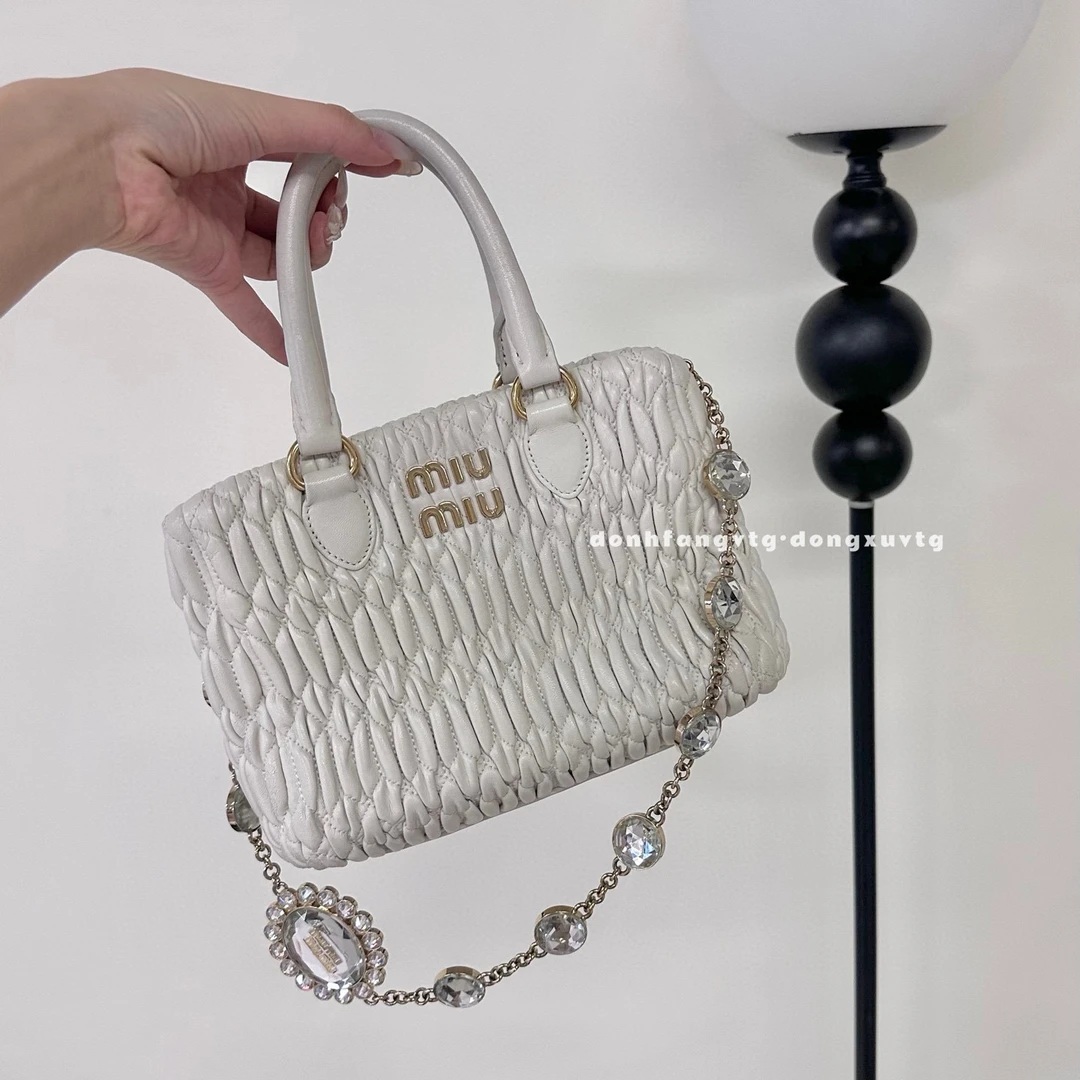 95新 MIU MIU/缪缪 miumiu 新款白金小号菜篮子手提包