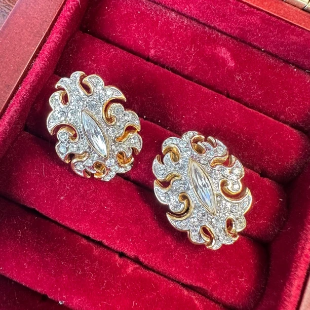 铜合金仿珍珠耳饰 中古vintage 耳夹