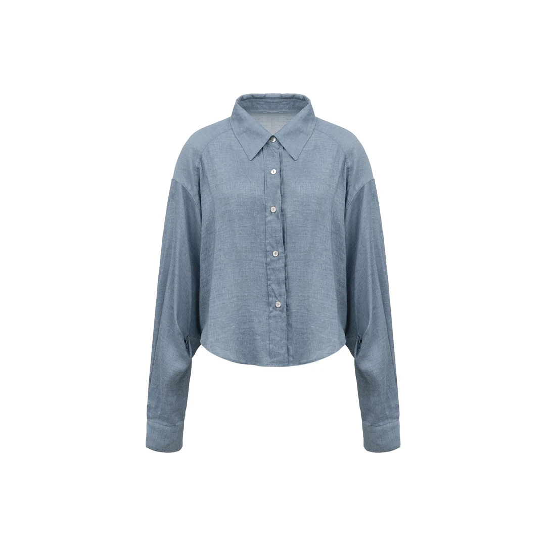 【玛家苎麻随手穿衬衫】精细天然苎麻轻薄短款刺绣衬衣W23CC203