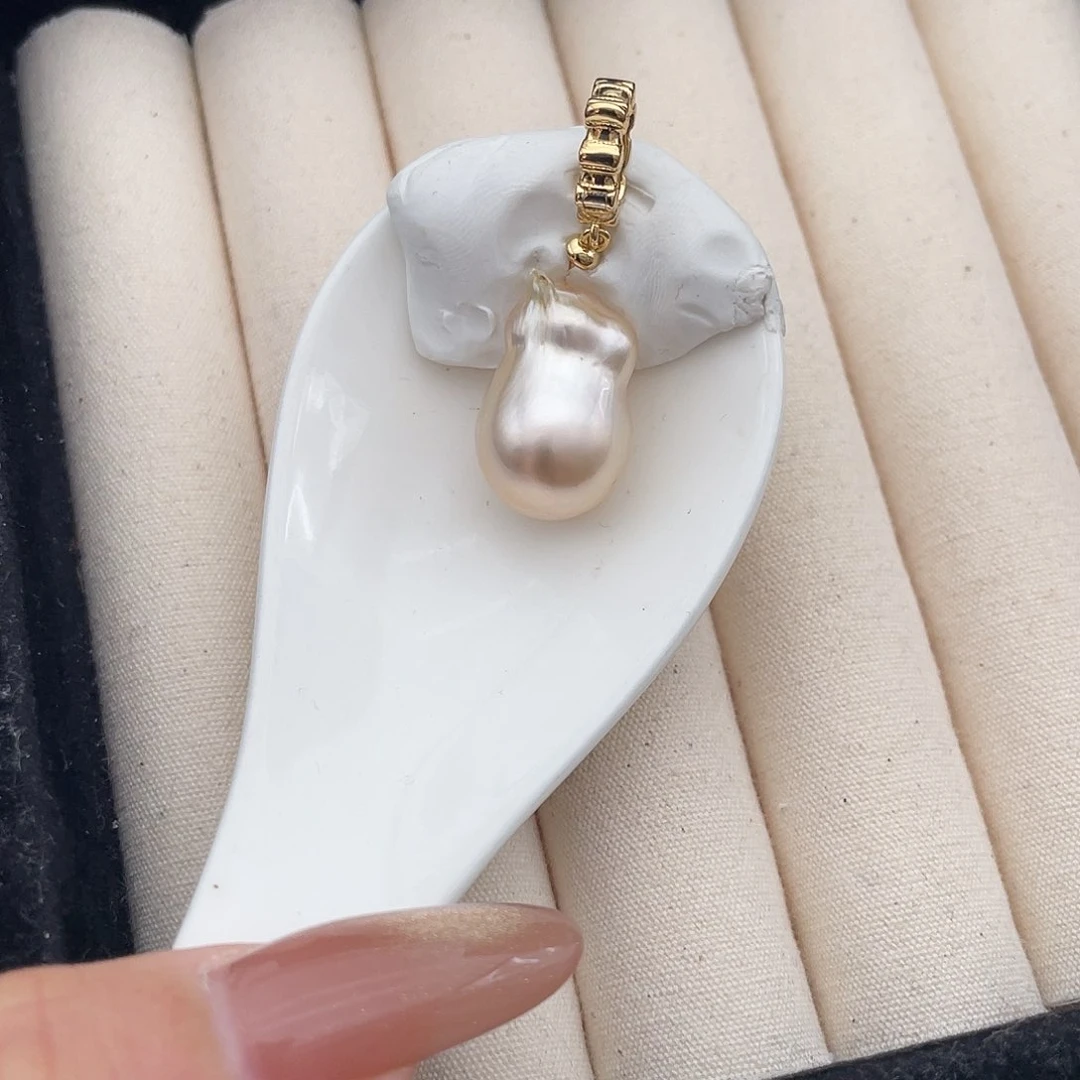 银S925镶嵌海水珍珠吊坠(不含链)