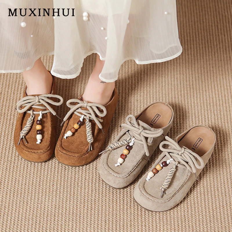 【品牌】勃肯鞋女外穿2025新款洋气流苏包头半拖懒人博肯拖鞋839