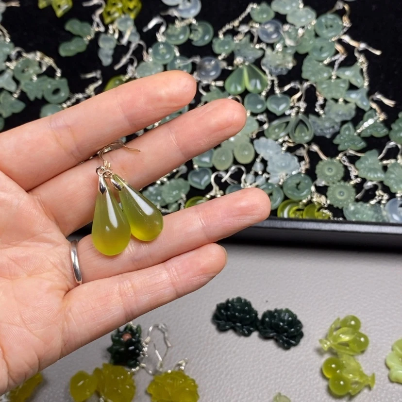 【闪购商品】蛇纹石玉未镶嵌挂件耳饰耳环项链