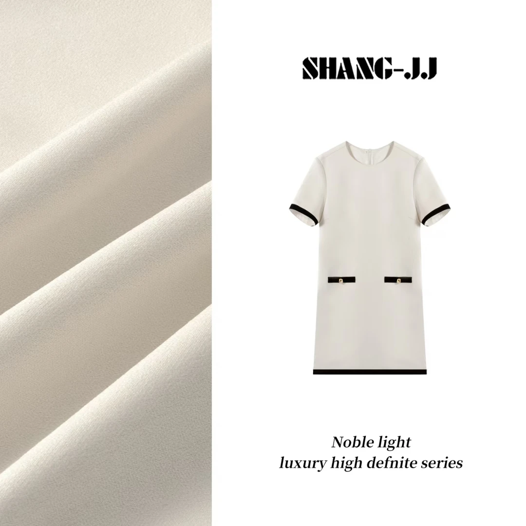 SHANG-JJ【白茶千金】25ss新款珠光感醋酸气质连衣裙q133561p