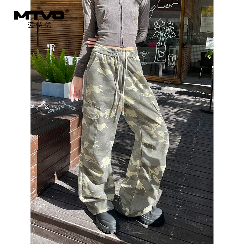松紧腰迷彩伞兵裤2025年秋季男款美式潮牌户外运动高街迷彩伞兵裤