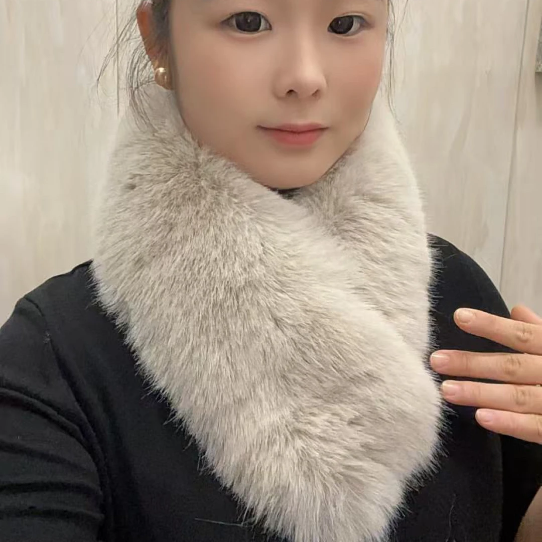 仿狐狸毛围巾女秋冬季毛领防寒护劲皮草围脖加厚保暖百搭