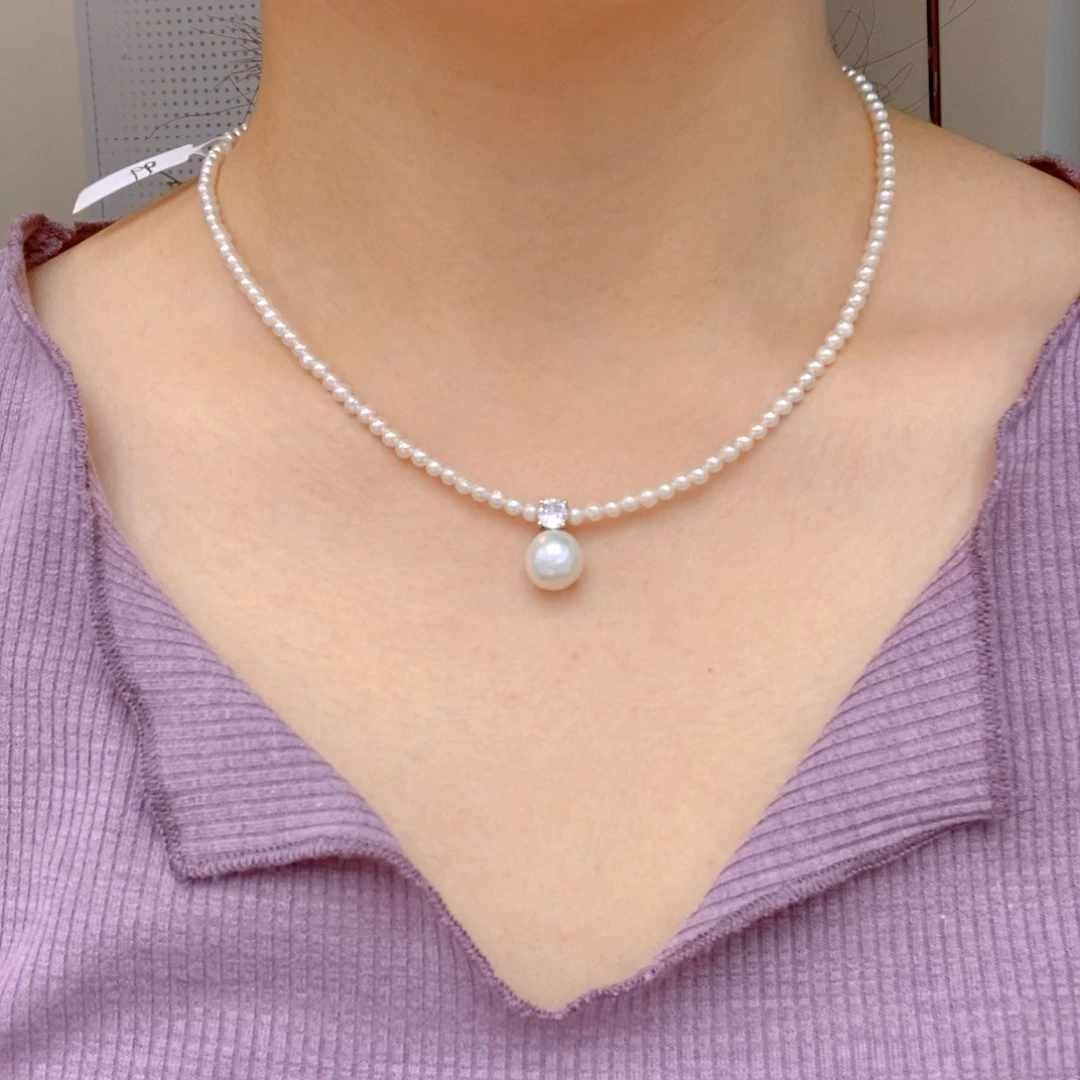 淡水珍珠银S925镶嵌吊坠(不含链)