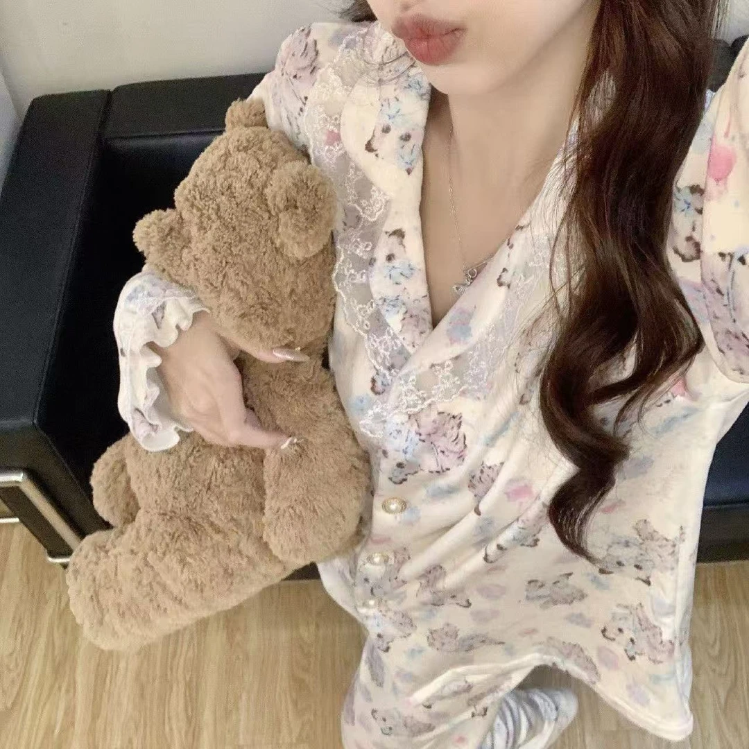 「海盐布偶猫」韩系双面绒睡衣女纯欲风可爱家居服春冬季2025新款
