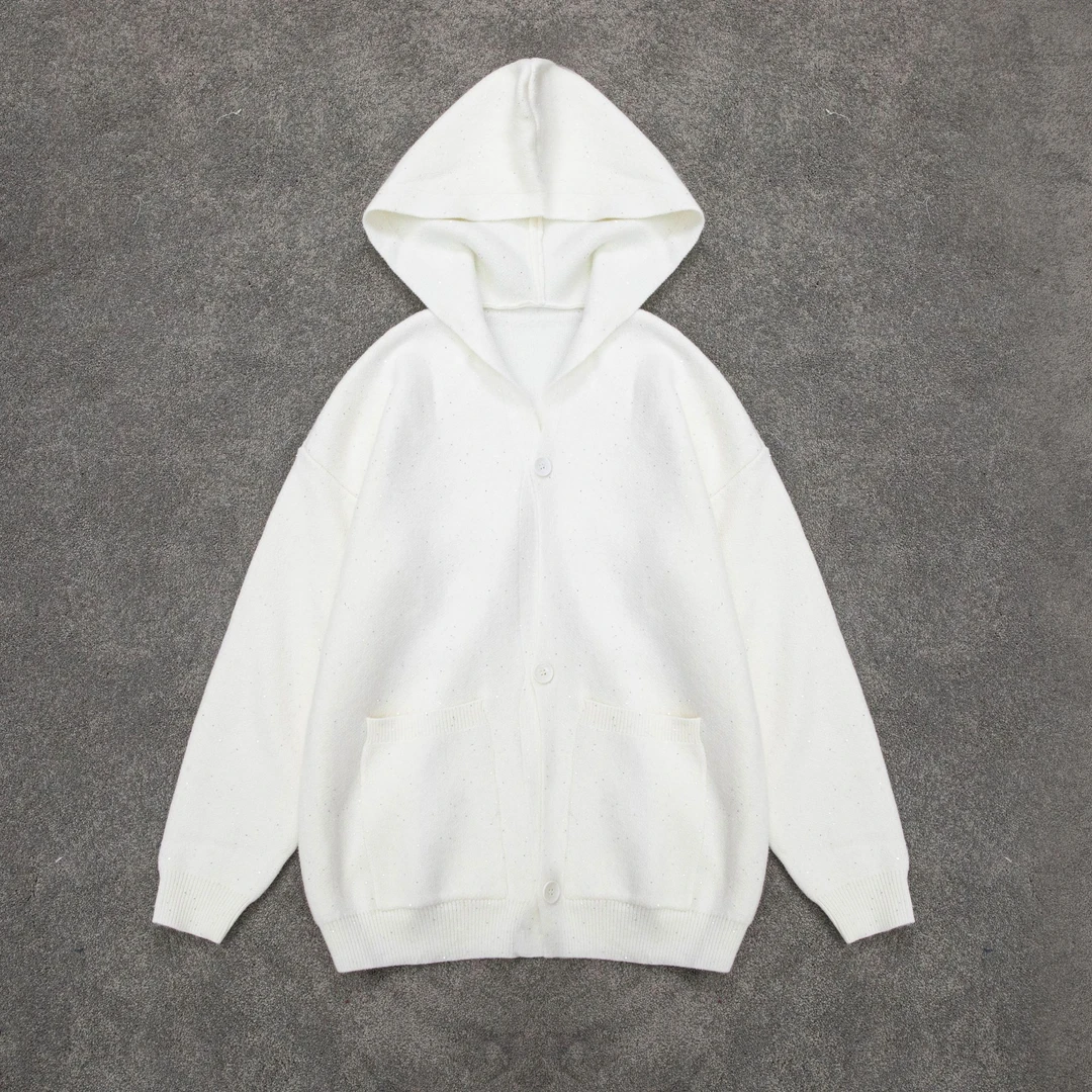 【重工满天星】冬季新款满件亮片毛衣针织衫男宽松连帽上衣7013