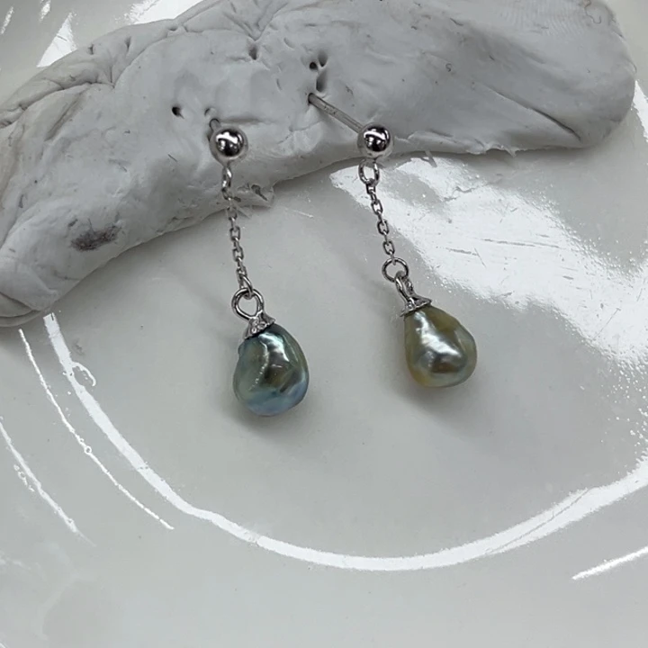银S925镶嵌耳饰海水珍珠