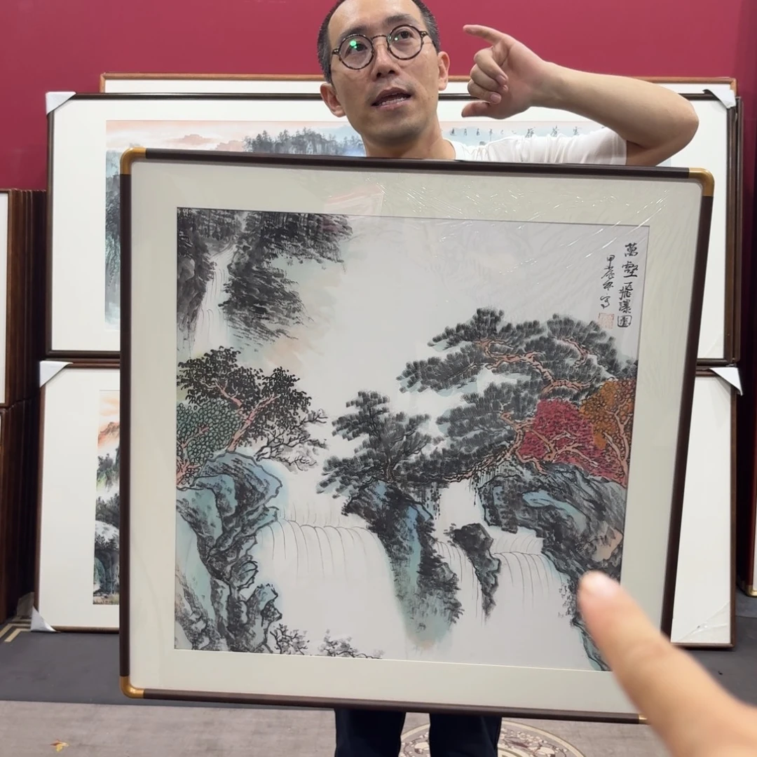 国画手绘作品带框80/80