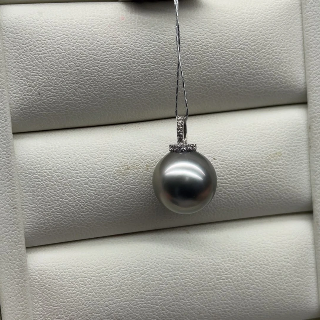 海水珍珠18K金镶嵌吊坠(不含链)11.8mm