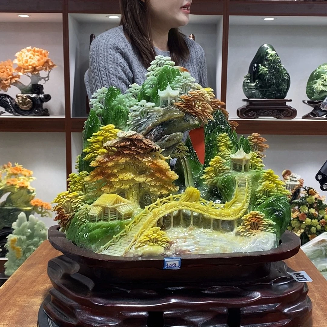 人***艺玉山水摆件 玄关摆件