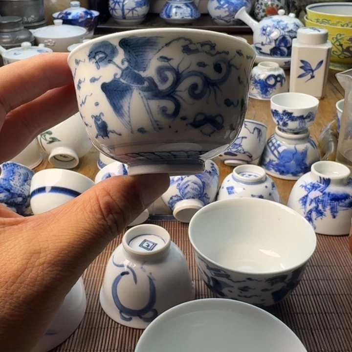 清***生青花瓷器杯子茶具