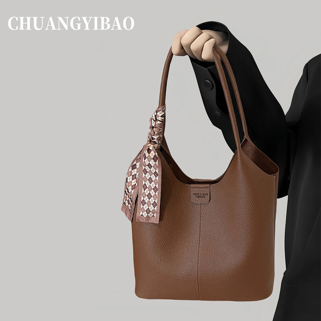 高级感时尚荔枝纹托特包女2025秋季新款百搭大容量通勤单肩子母包