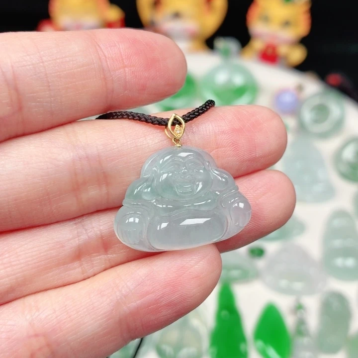 颈饰18K金镶嵌翡翠缅甸天然A货翡翠