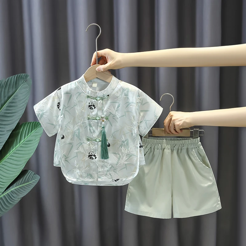 儿童汉服夏装2025新款夏季男童中国风古装国风男宝薄款儒雅国学服