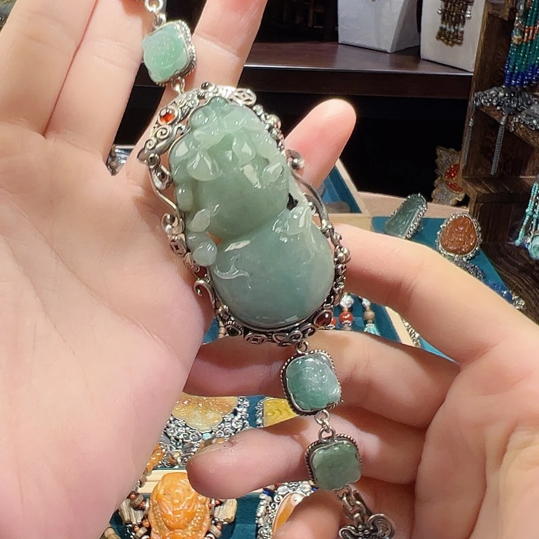 翡翠银S925镶嵌手链手链