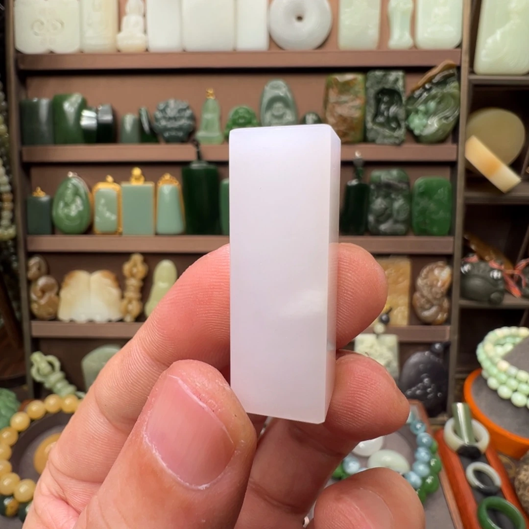 和田玉未镶嵌颈饰俄一级白口袋印微结构一朵白棉夜场福利13