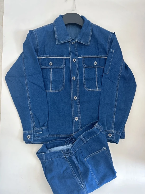 夏季工作服牛仔套装男耐磨防烫电焊工作服透气精梳棉工程劳保服