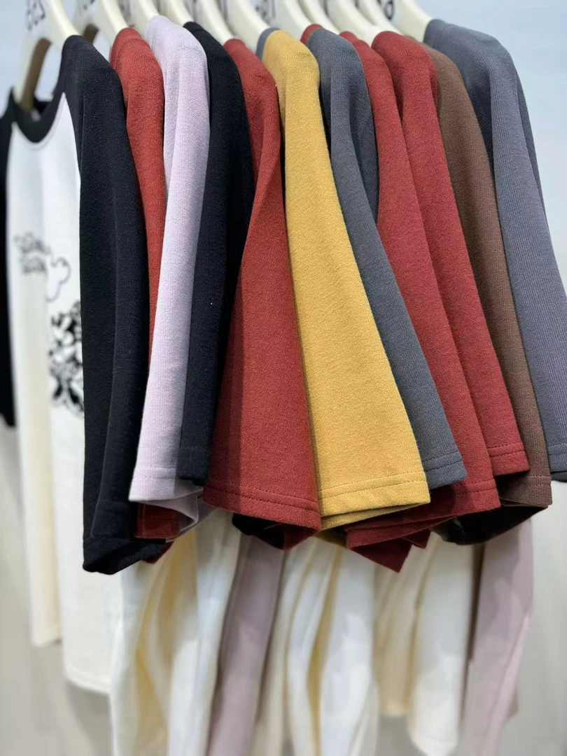 秋冬厚纯棉磨毛短袖