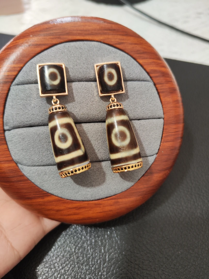 铜合金锆石耳饰 藏式饰品民族风耳钉吊坠