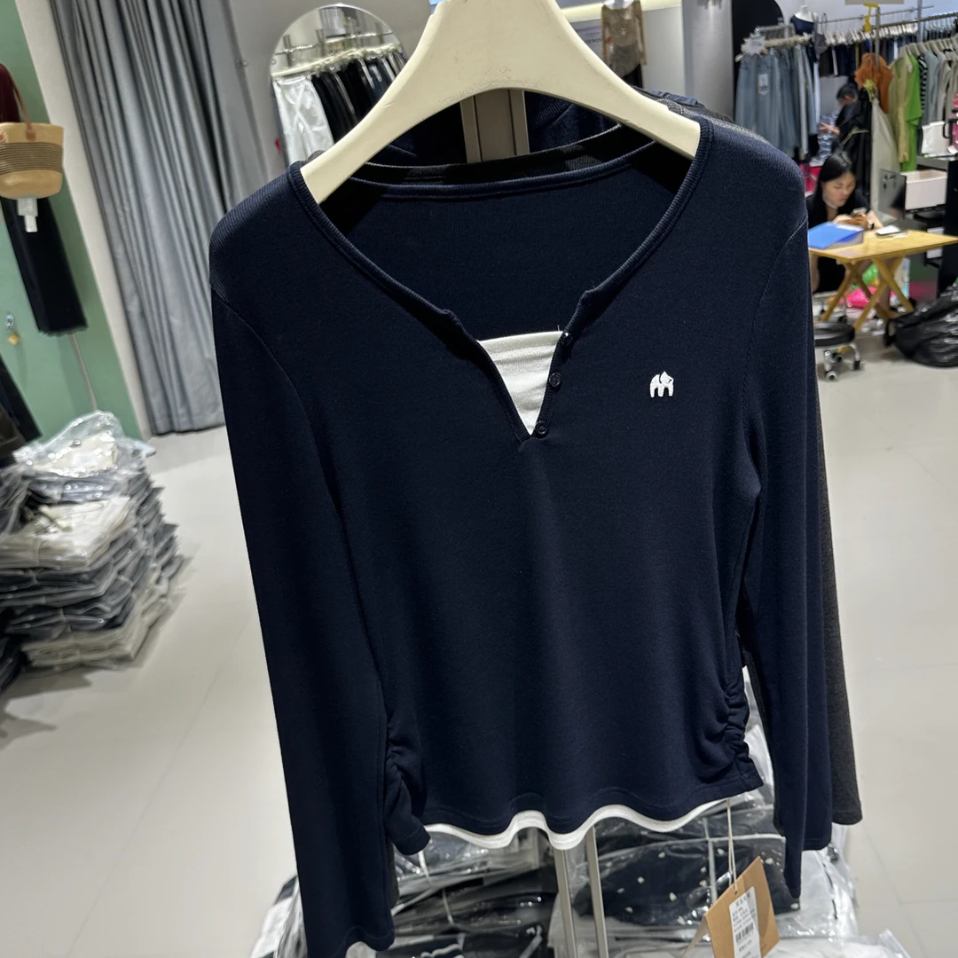 内搭新款高级感修身小衫可外穿打底上衣2025秋假两件长袖t恤女