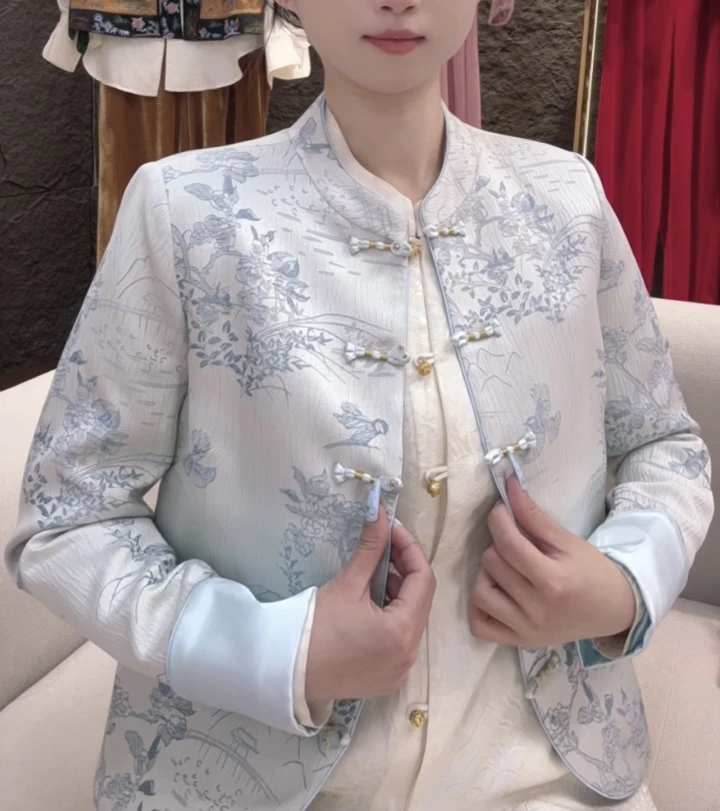 （9966）新中式轻奢提花水墨画外套