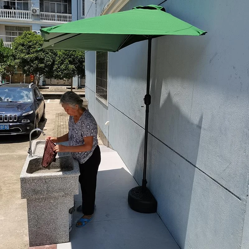 户外半边伞靠墙遮阳伞花园阳台侧边伞可升降庭院伞室外摆摊遮阳棚