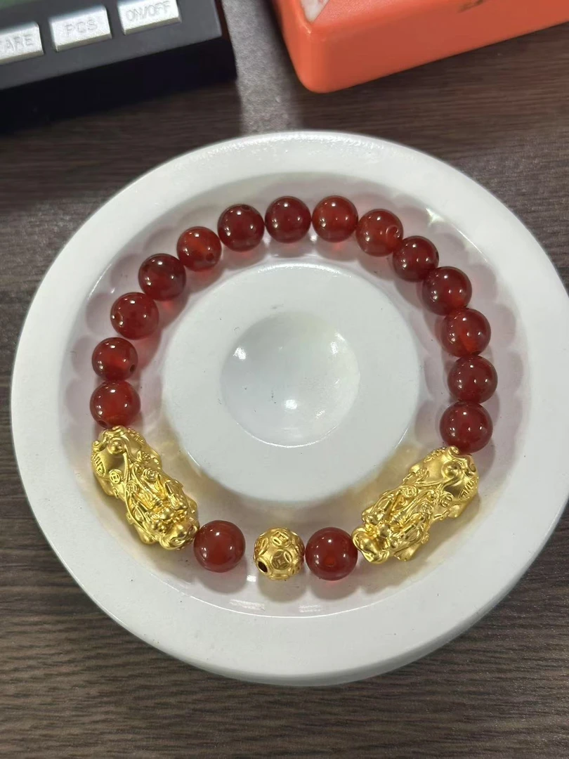 【足金999】卡8转运珠+黄金貔貅