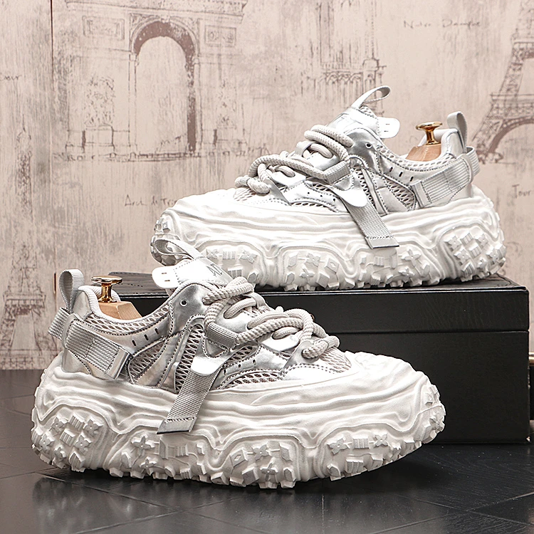 夏季网面擦色做旧透气老爹鞋男士个性韩版潮流休闲男鞋跑步运动鞋