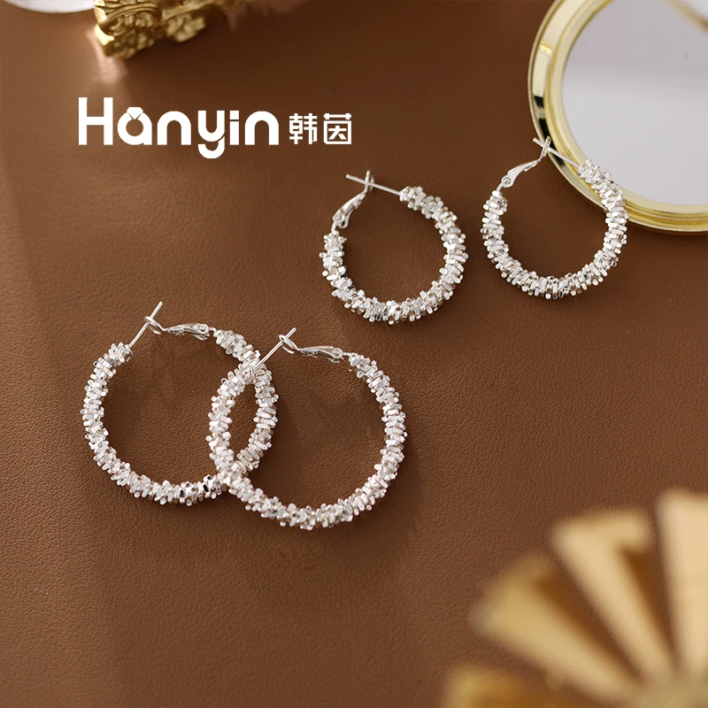 铜合金耳饰 3/4cm菜花艺术925银针电镀银时尚气质耳扣耳环耳钉