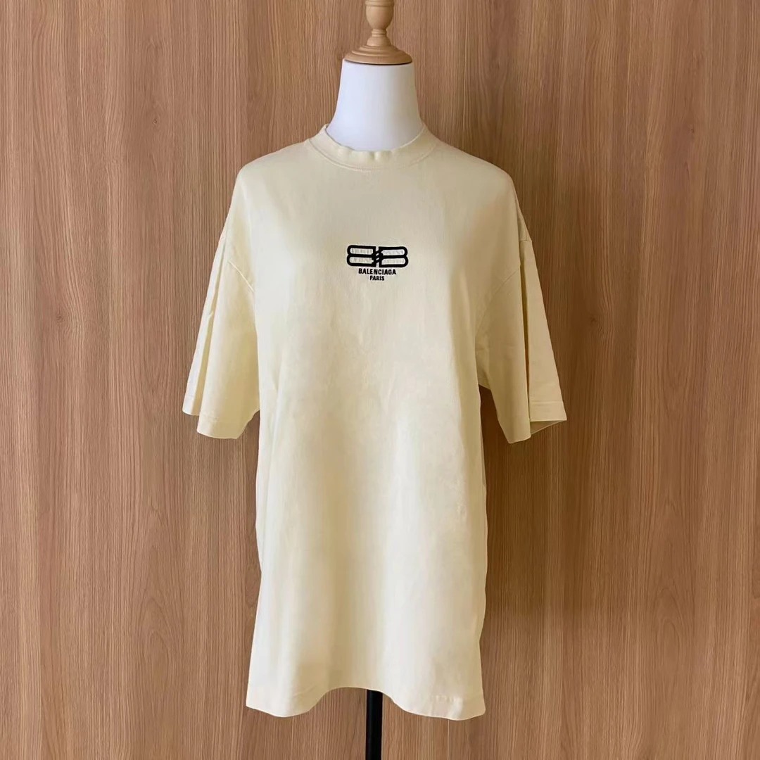 99新 Balenciaga/巴黎世家 壹臻/米黄色刺绣T恤 S /13918125