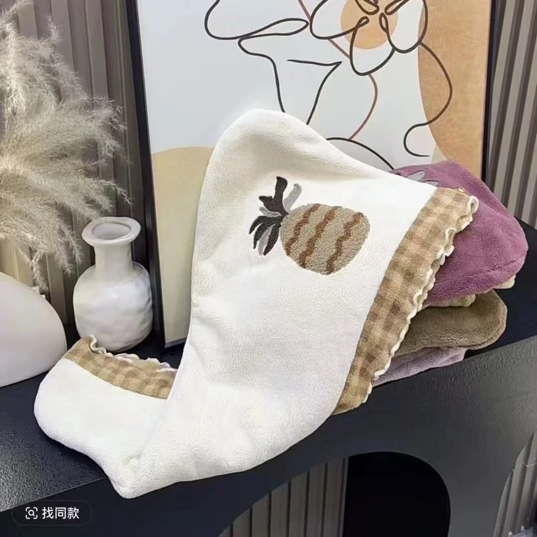 干发帽珊瑚绒柔软水果刺绣超吸水可爱洗澡擦头发干发帽