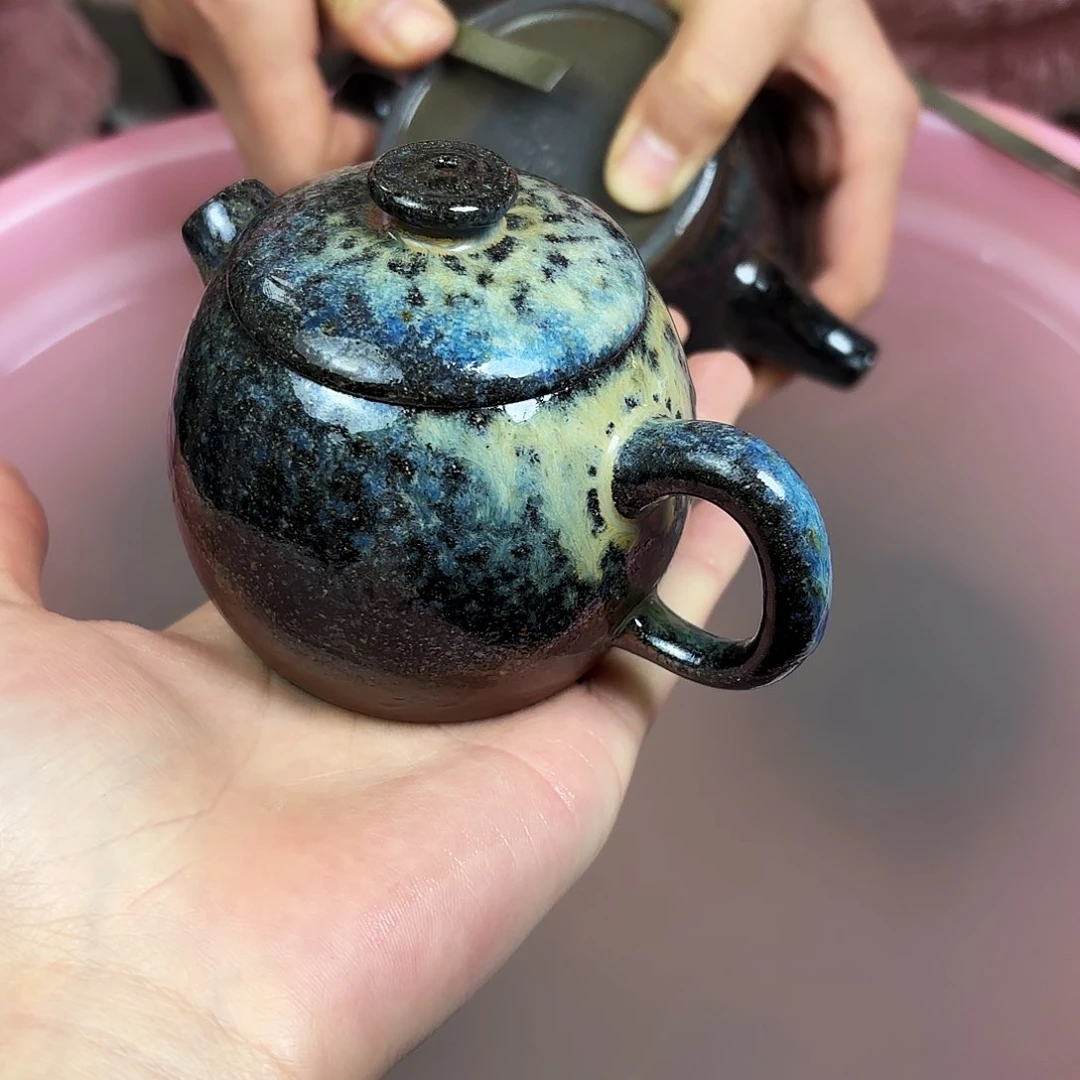 壶柴烧紫砂巨轮壶