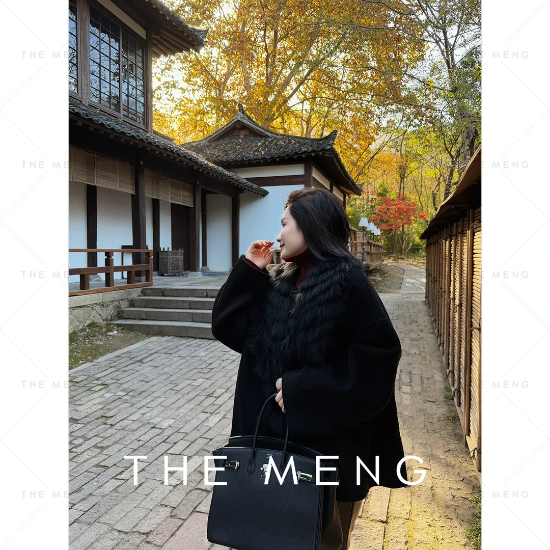 THE MENG【卢森堡】山羊绒绵羊毛狐狸毛领锁温大衣#M254K1834