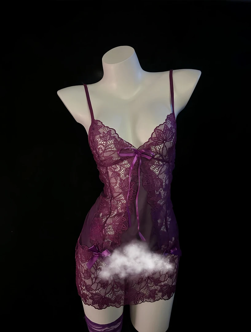 MissBird 【微醺幽梦】性感露背蕾丝吊带睡裙连衣裙