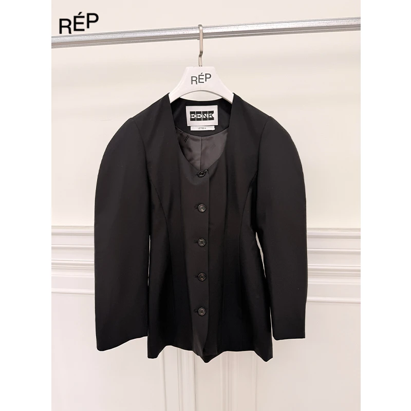 REP-EENK设计师品牌黑色沙漏型肩外套 25SS女装买手店
