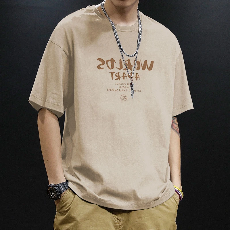 纯棉重磅夏季男士美式重磅短袖T恤男半袖百搭纯棉上衣潮牌ins复古