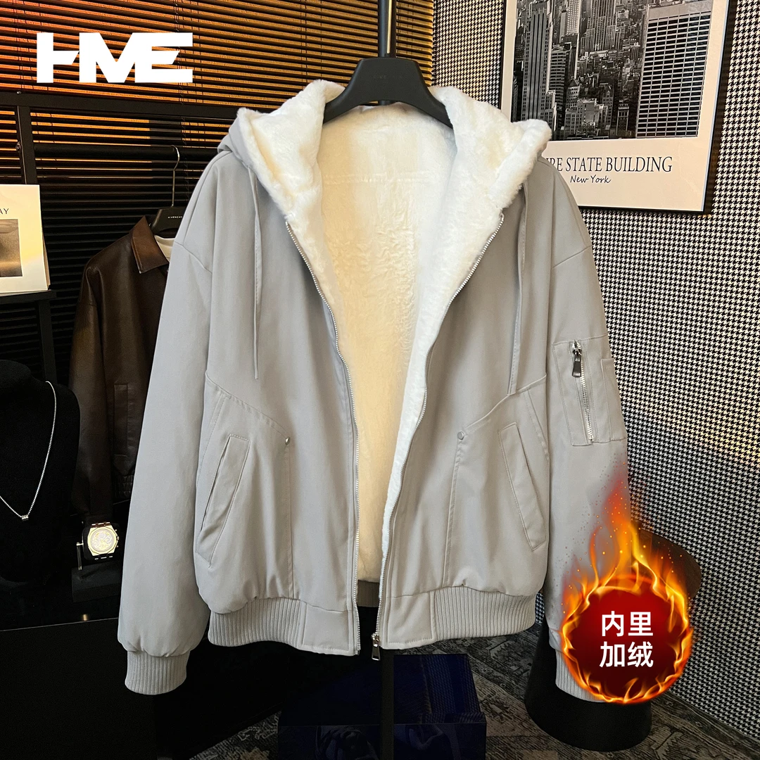【HMEYAO】【重磅座山雕】原创冬季加厚加绒保暖时尚百搭连帽夹克外套