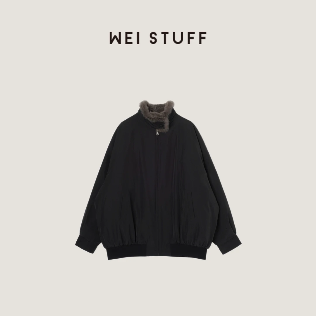 WEI STUFF  “飞行派克” 时尚复古拼接毛领鹅绒服外套 9749.