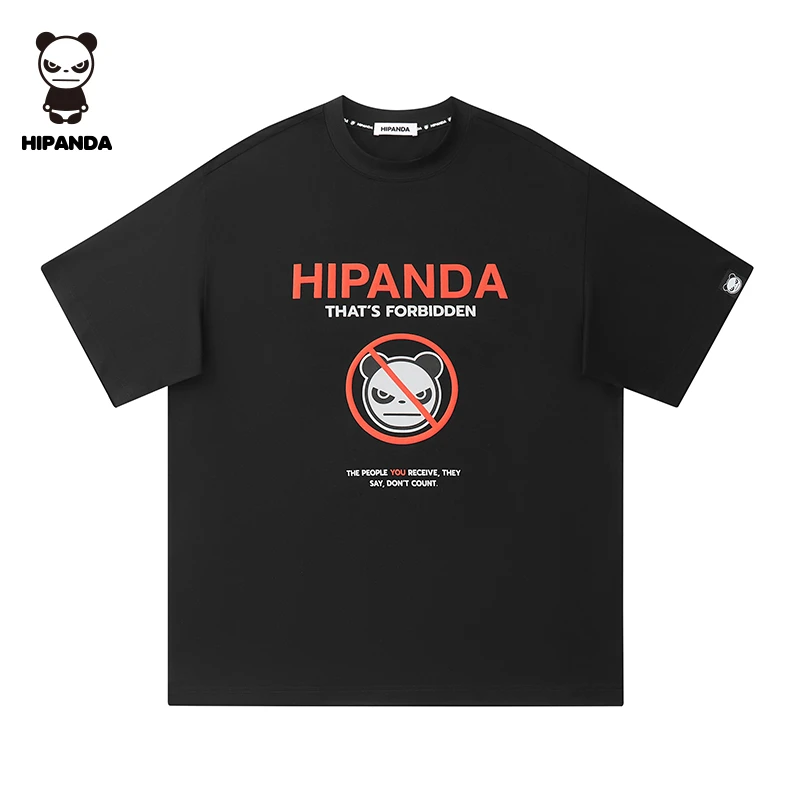 HiPanda25年印花T恤男士圆领宽松纯棉潮牌短袖高级感t恤长袖