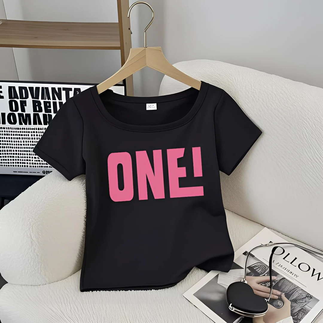 黑色纯棉t恤女短袖2025新款夏季方领修身打底正肩高级感百搭上衣