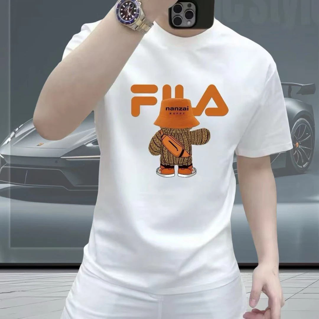 FI美式痞帅重磅纯棉短袖T恤男女同款休闲时尚ins潮牌圆领半袖上衣