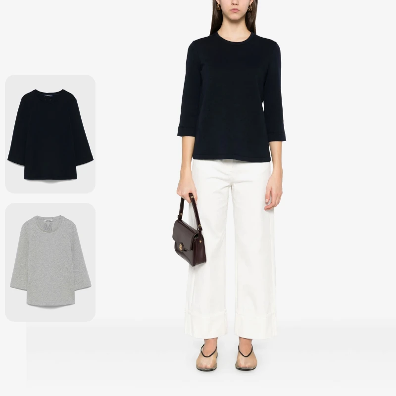 未使用 MaxMara 【国现】女士新款圆领七分袖T恤 Cambra
