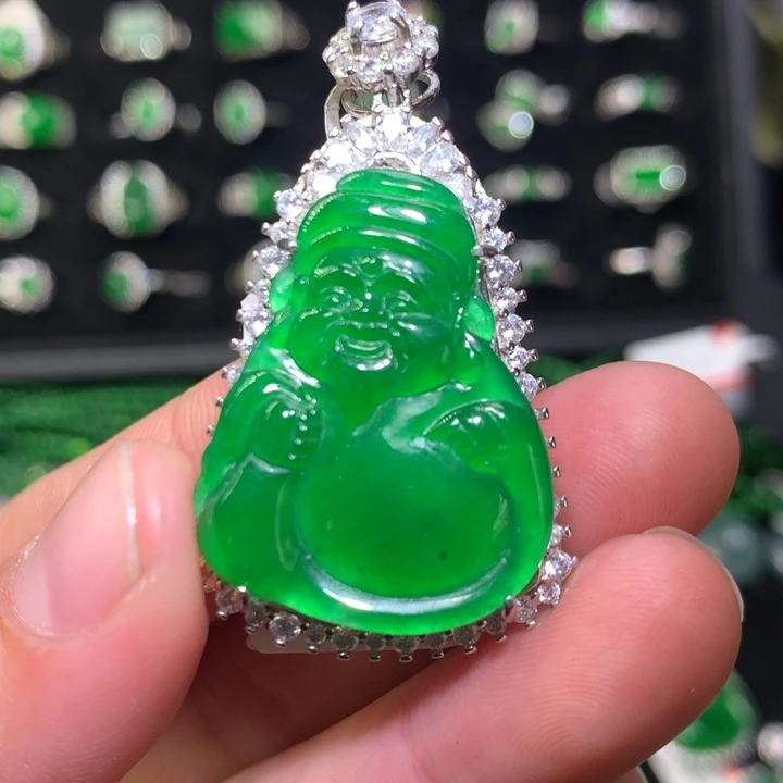 【闪购商品】翡翠颈饰银S925镶嵌天然翡翠