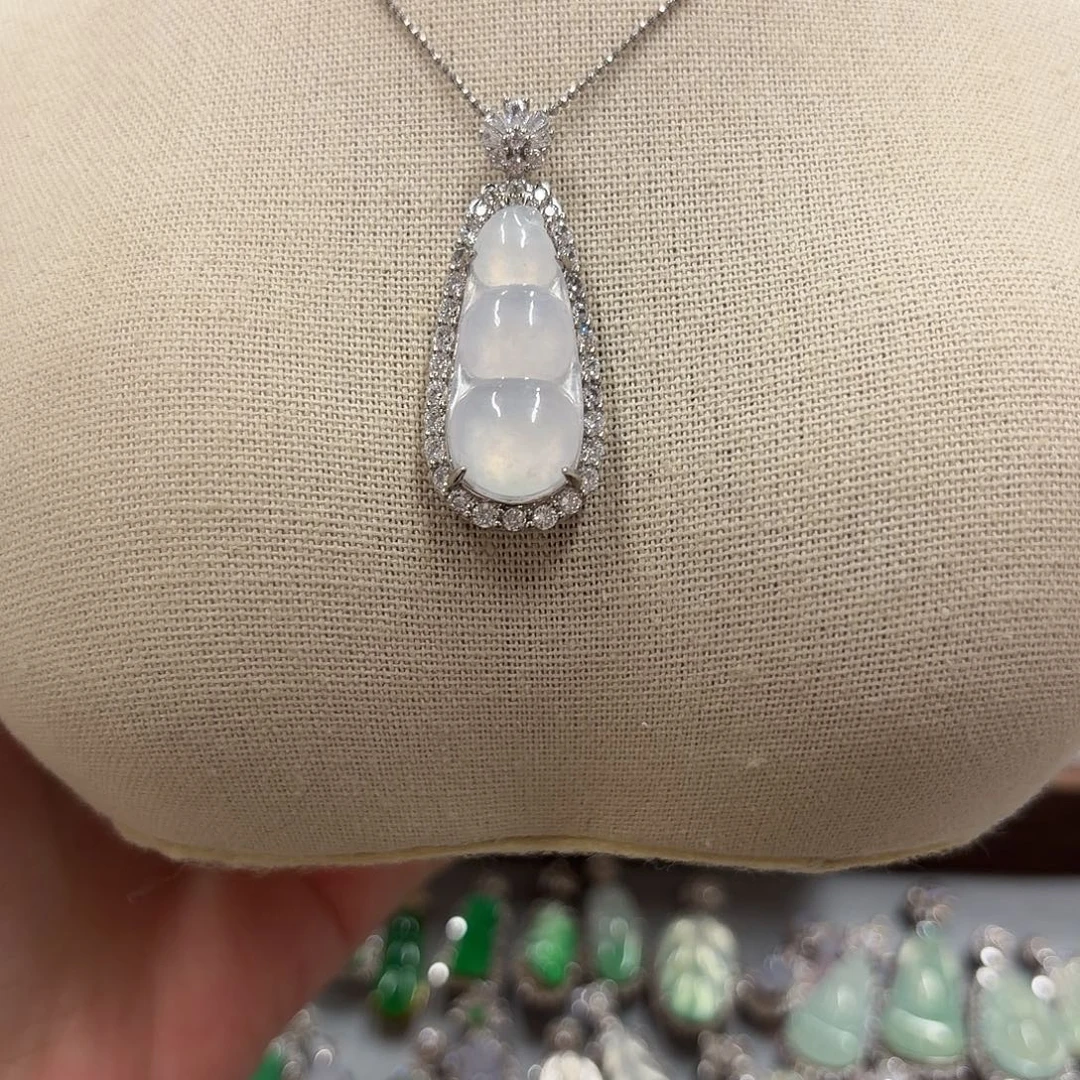 花***❀翡翠银S925镶嵌吊坠(不含链)